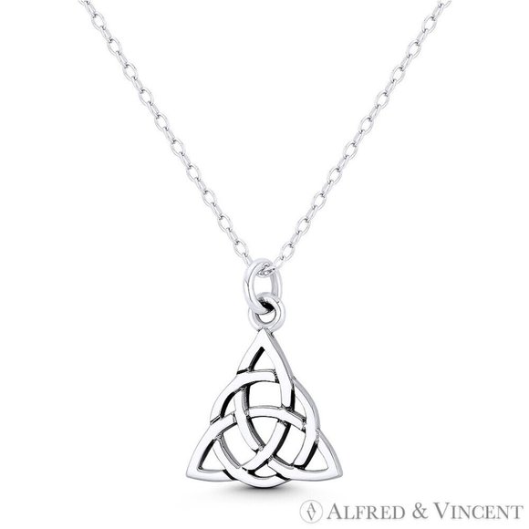 Trinity-Knot / Triquetra Celtic Charm Pendant in Oxidized .925 Sterling Silver - Picture 1 of 1